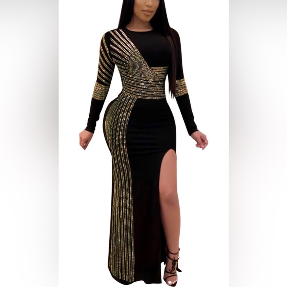 Black and Gold Black Club Wear plus size dress xxl